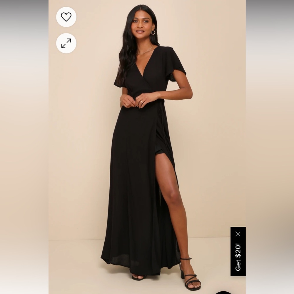 Lulus Black Maxi Wrap Dress